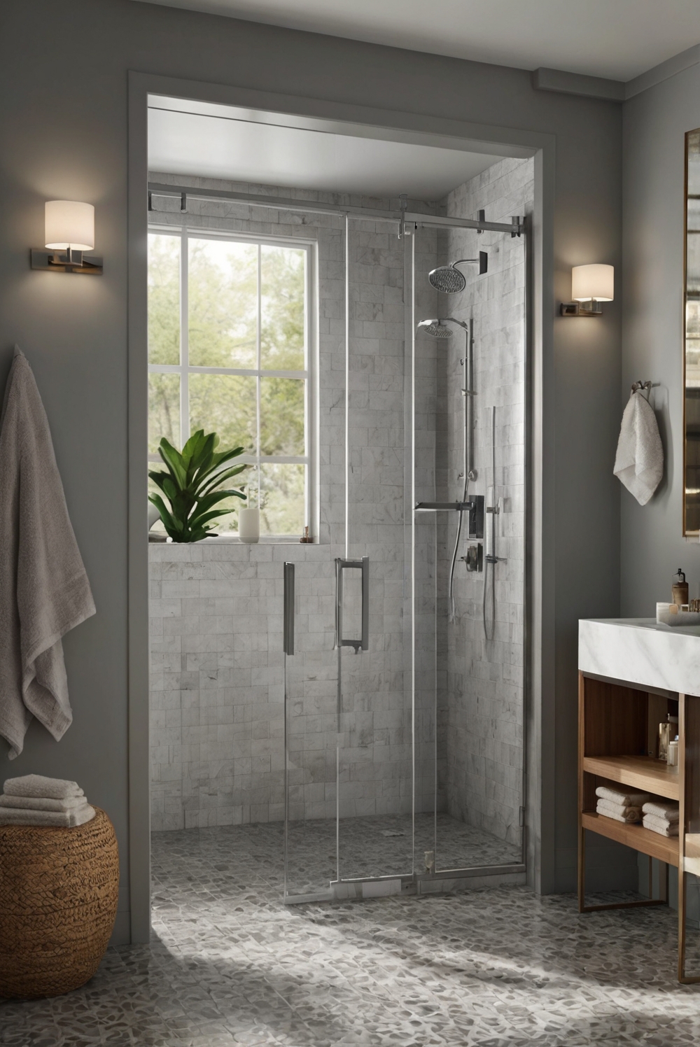 bathroom renovation, bathroom design, bathroom remodeling, sliding door installation, hinged door installation, interior door styles, bathroom door options