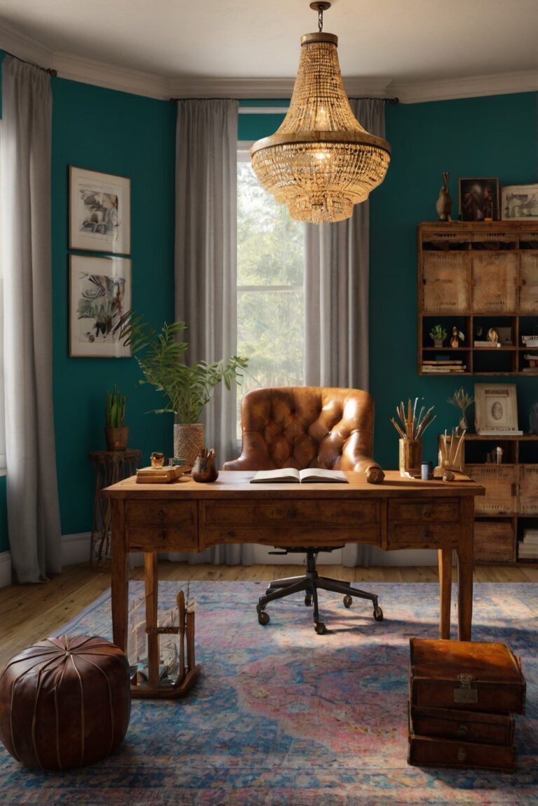 bohemian office decor,eclectic home office,unique office lighting,creative office design,interior lighting ideas,modern home office,artisan home decor