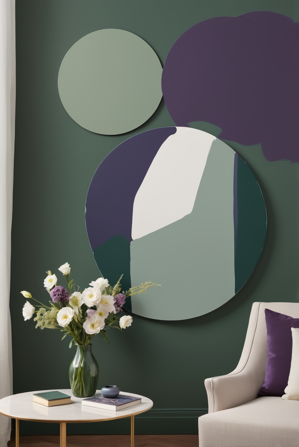 Hunter Green, Royal Purple, home decorating, home interior design, space planning