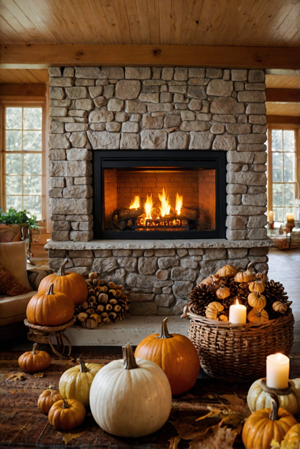 fireplace decor, mantel ideas, autumn mantel, cozy home decor, fall mantle decorations