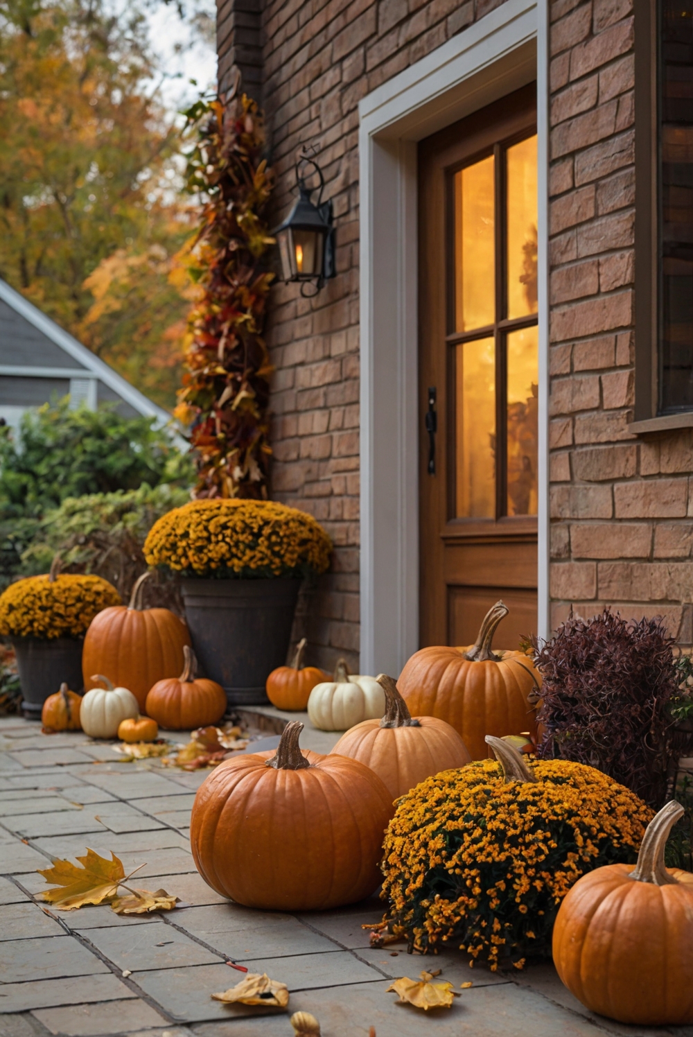 Fall porch decor, Outdoor fall decorations, Autumn front porch, Harvest porch decor, Seasonal porch display