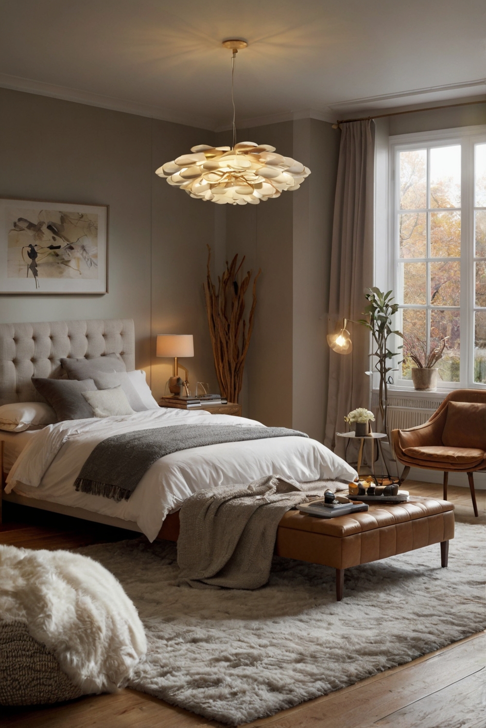 Fall bedroom decor, cozy bedroom ideas, autumn bedroom design, warm bedroom colors, comfy bedroom furniture