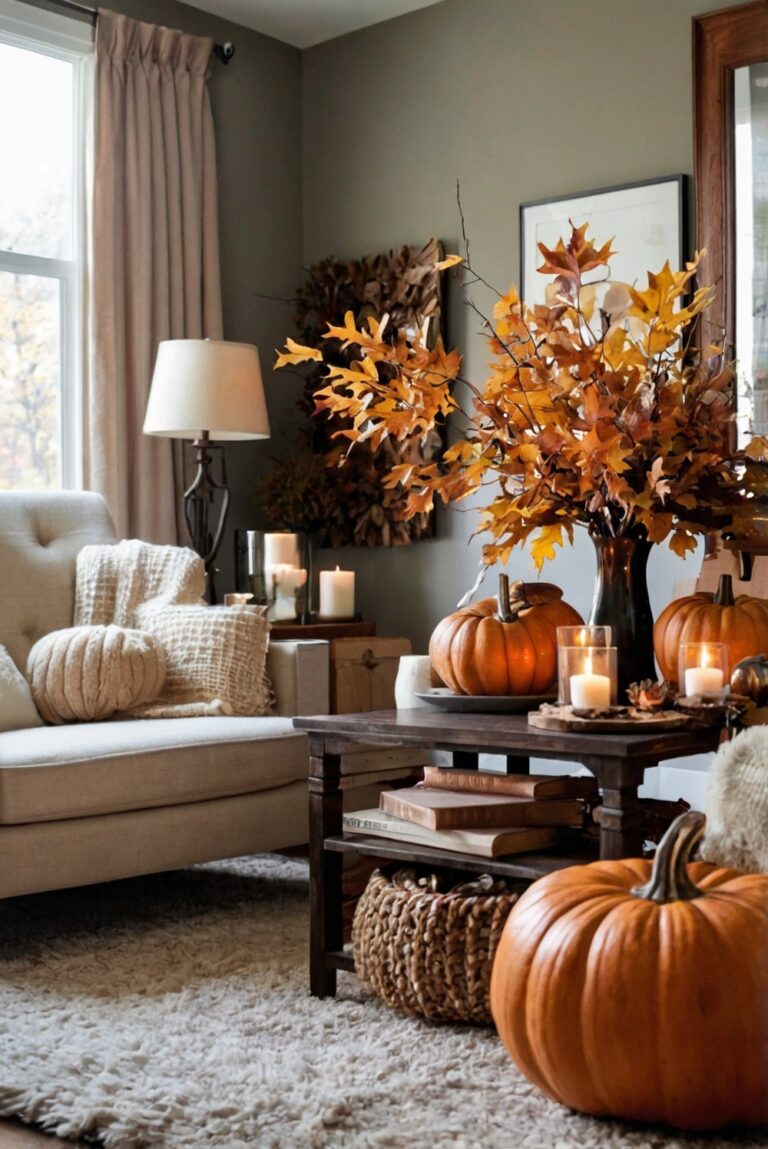 Fall decor, Living room makeover, Home renovation, Seasonal interior design, Stylish home decor