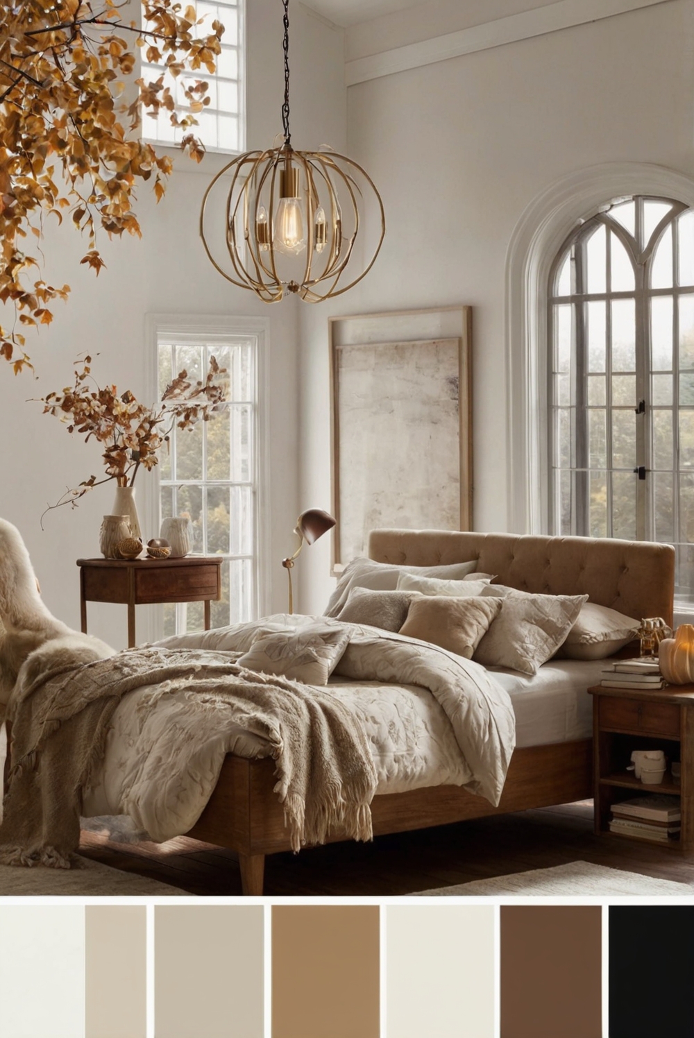 Fall room decor, Fall home renovation, Autumn interior design, Cozy bedroom makeover, Modern fall furniture