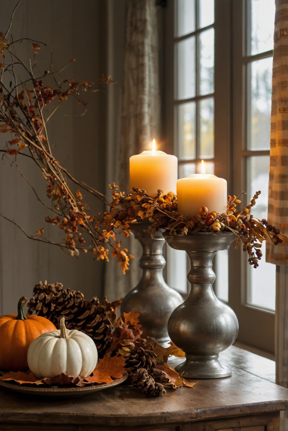 Fall home decor, Home interior design, Autumn decoration, Seasonal home upgrades, Cozy living room, Bold decorative accents.